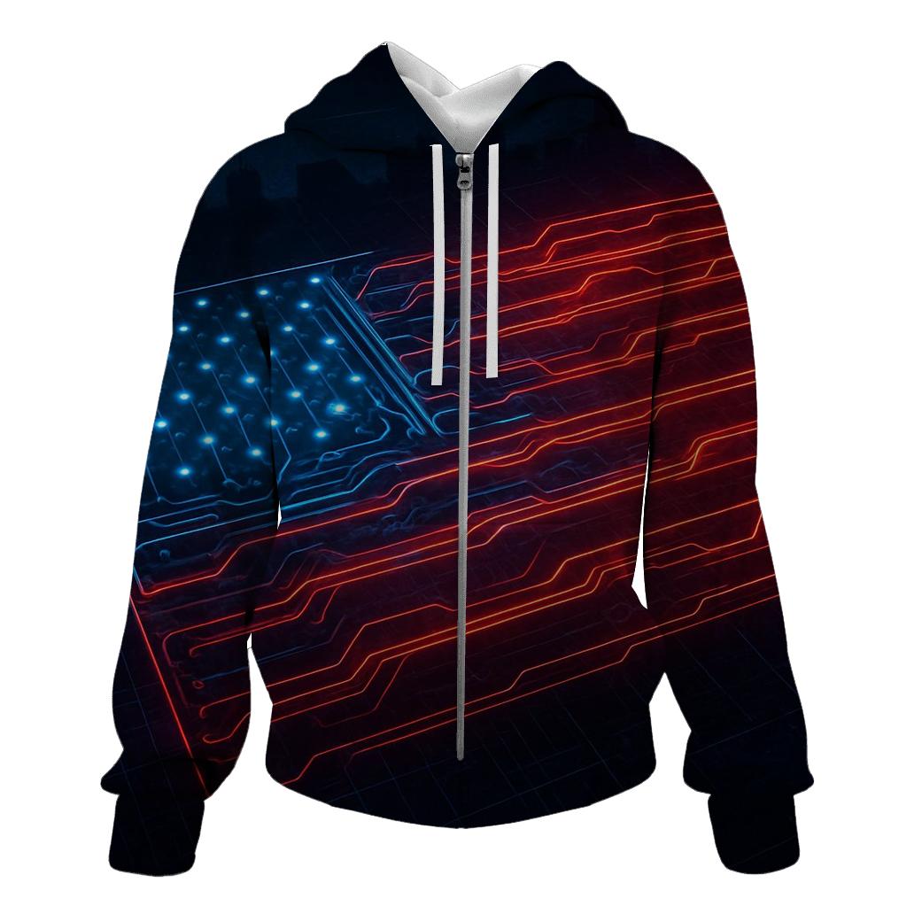 Neon Circuit Liberty Grid pullover hoodies