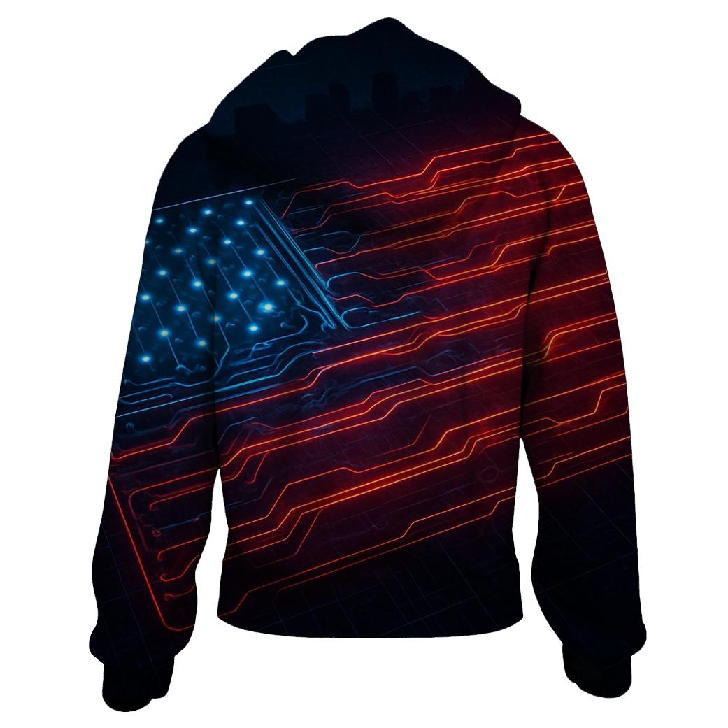Neon Circuit Liberty Grid pullover hoodies