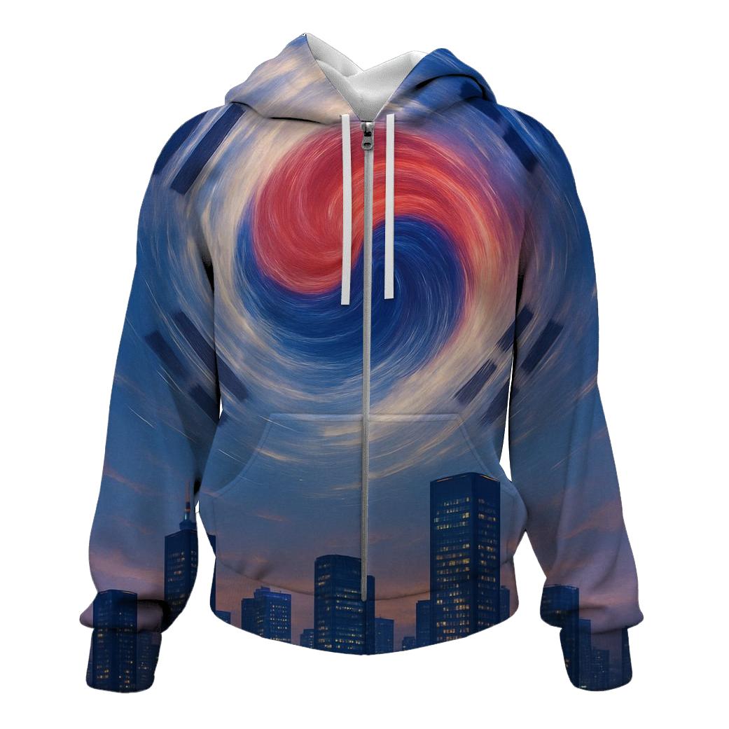 South Korean Flag Sky Mandala Over City pullover hoodies