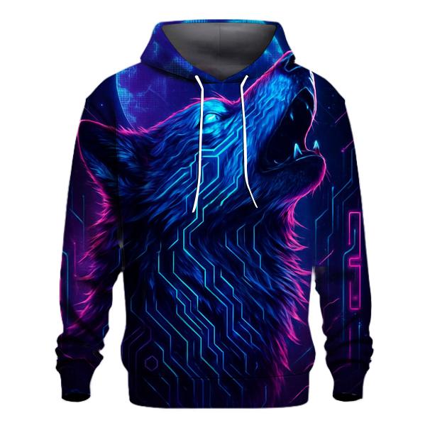 Lunar Circuit Wolf embroidered hoodies