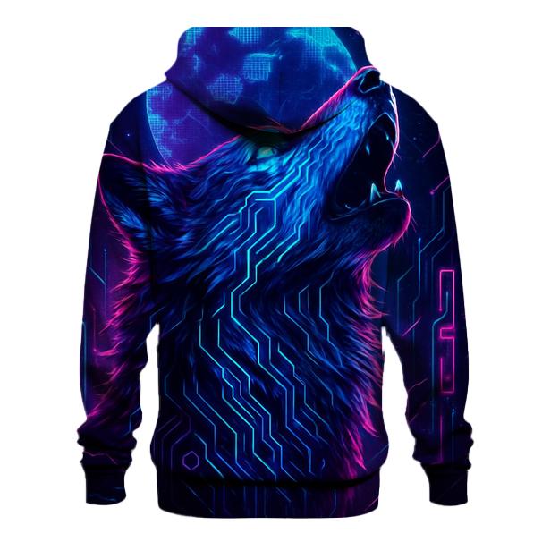 Lunar Circuit Wolf embroidered hoodies