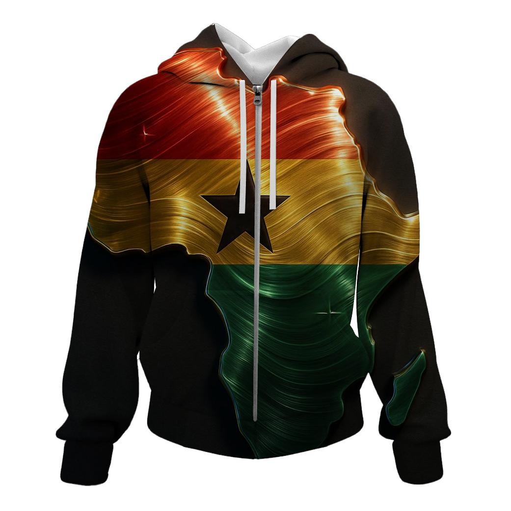 Ghanaian Flag Metallic Rhythm Map hoodies fashion