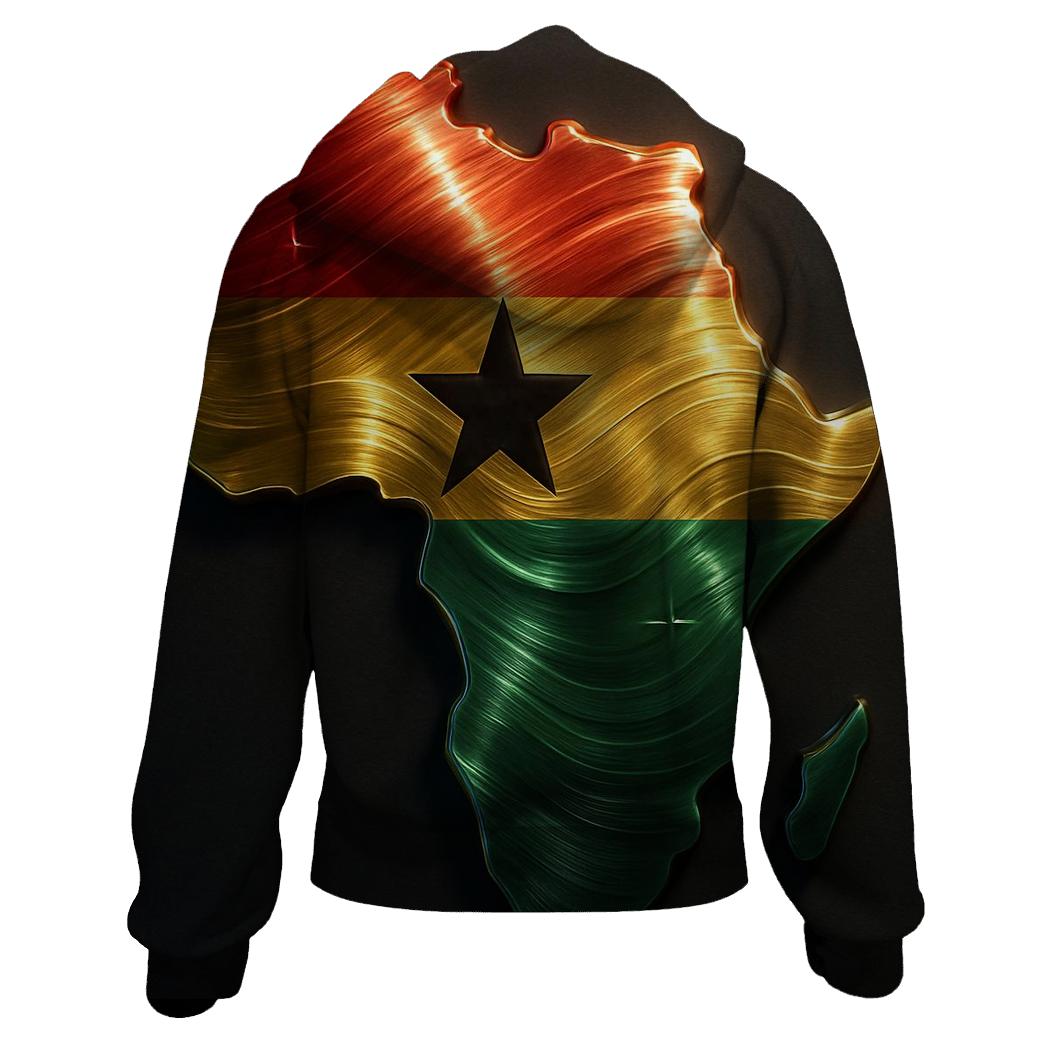 Ghanaian Flag Metallic Rhythm Map hoodies fashion