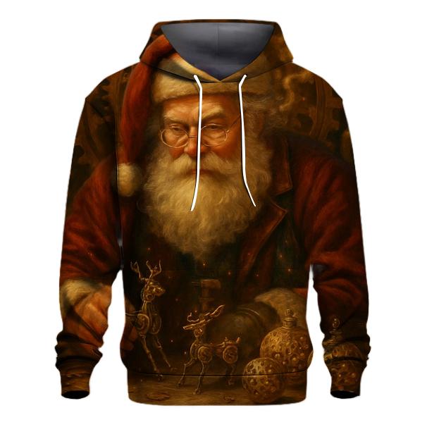 Clockwork Workshop Santa printed hoodies