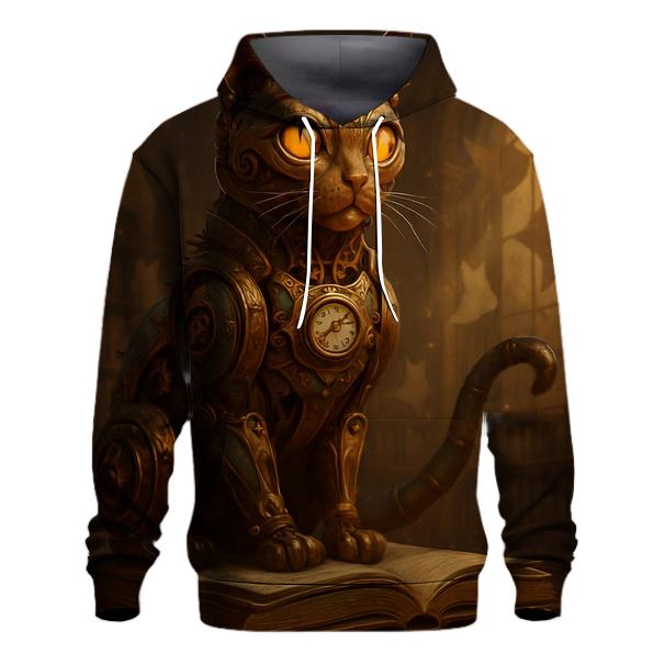 Clockwork Steampunk Library Cat lightweight hoodies