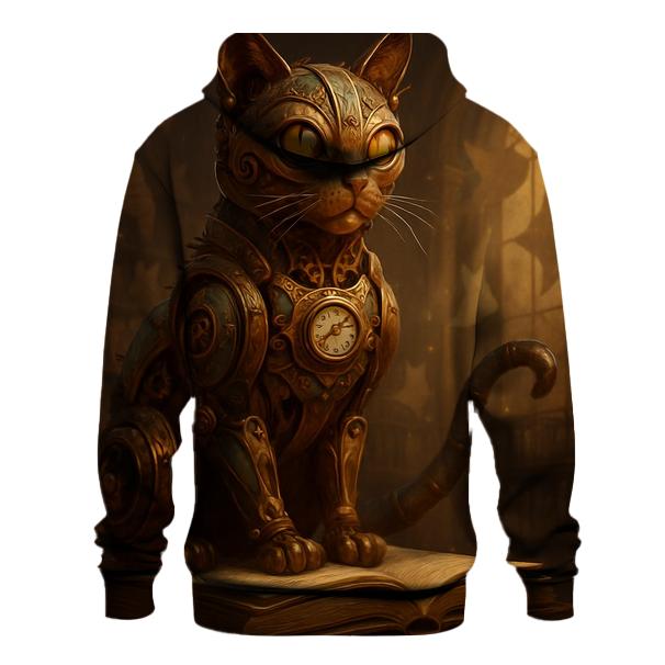 Clockwork Steampunk Library Cat lightweight hoodies
