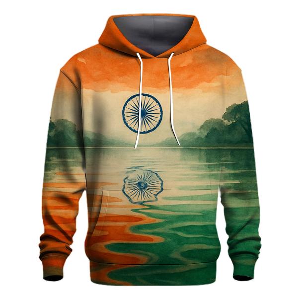 Indian Tricolor Monsoon River Reflection hoodie trends