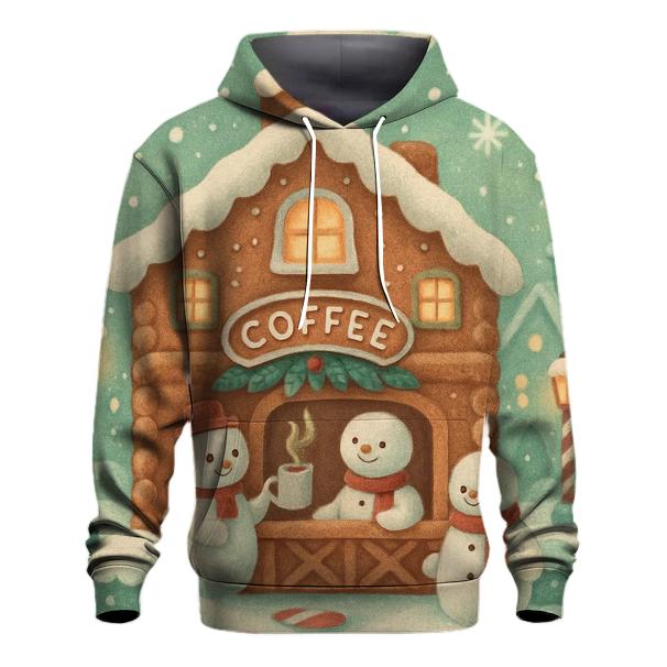 Gingerbread Coffee Shop Snow Evening hoodie designs
