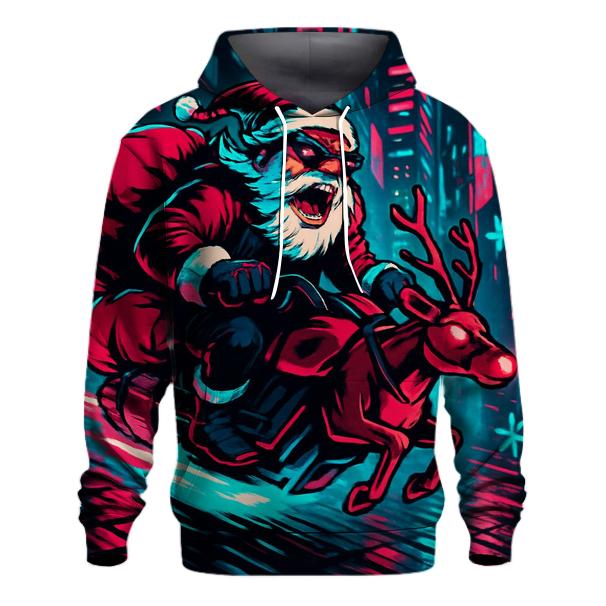 Neon Alleyway Santa Rider custom hoodies