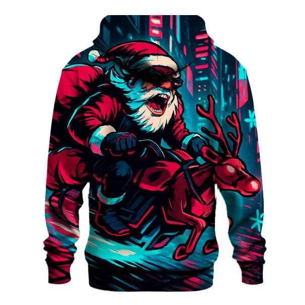 Neon Alleyway Santa Rider custom hoodies