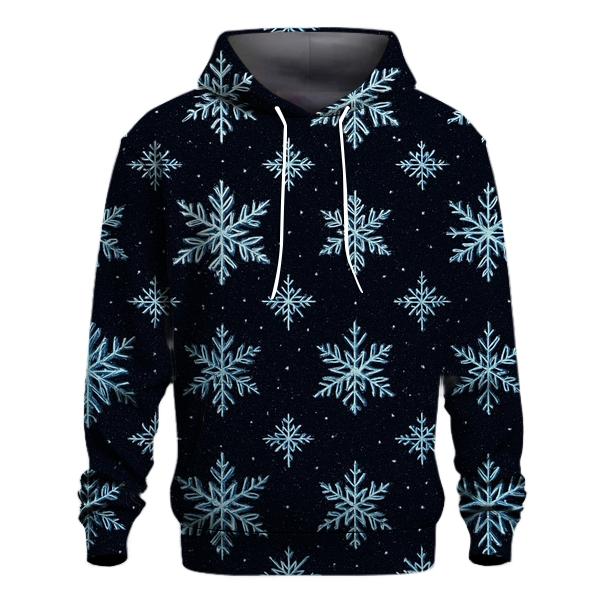 Glistening Snowflake Grid On Midnight Sky lightweight hoodies