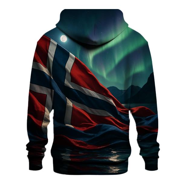 Norwegian Flag Aurora Fjord Waves premium hoodies