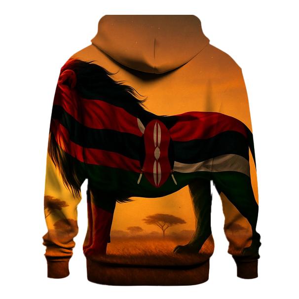 Kenyan Flag Savannah Lion Silhouette embroidered hoodies