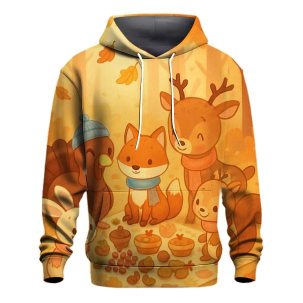 Woodland Friends Feast Circle zip-up hoodies