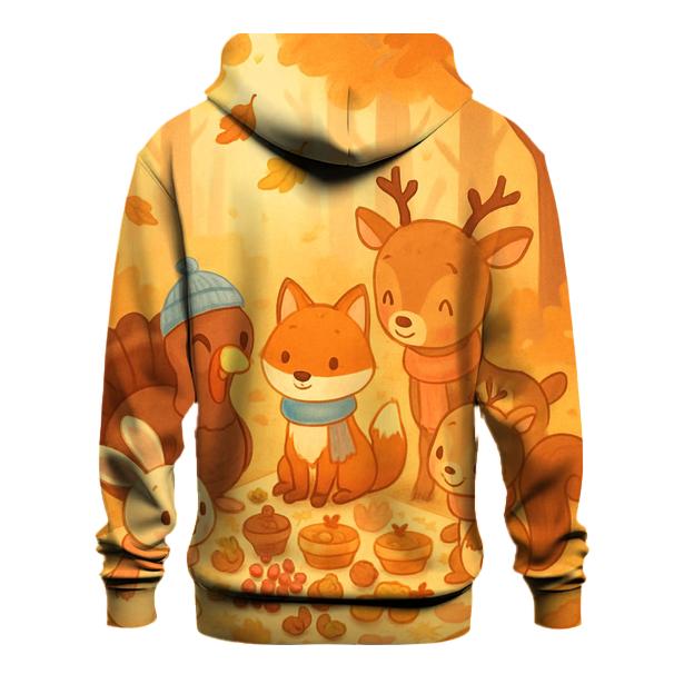 Woodland Friends Feast Circle zip-up hoodies