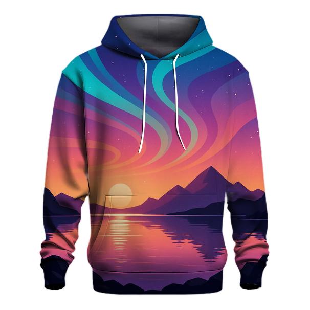 Aurora Sunset Over Crystal Lake printed hoodies