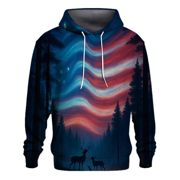 Forest Guardians Under Striped Aurora pullover hoodies