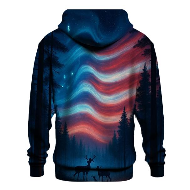 Forest Guardians Under Striped Aurora pullover hoodies