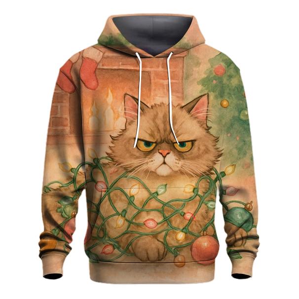 Cozy Cat Tangle By The Fireplace printed hoodies