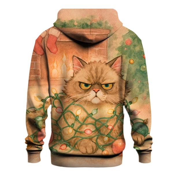 Cozy Cat Tangle By The Fireplace printed hoodies