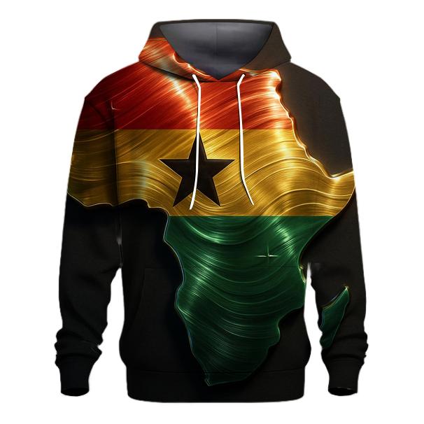 Ghanaian Flag Metallic Rhythm Map embroidered hoodies