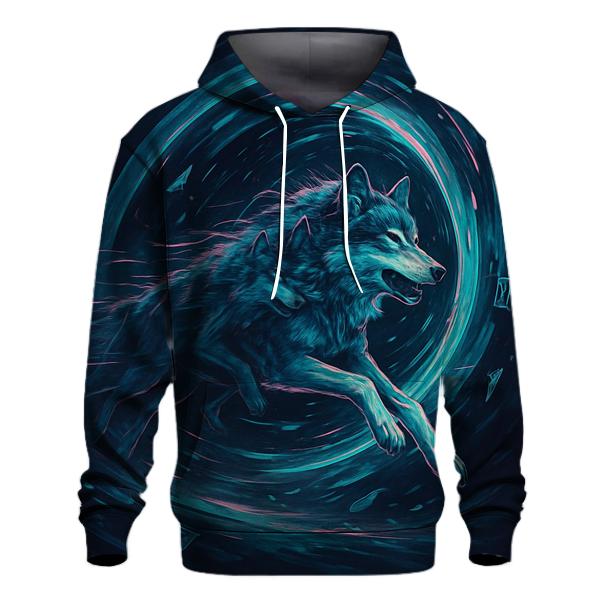 Temporal Rift Runner Wolf graphic hoodies