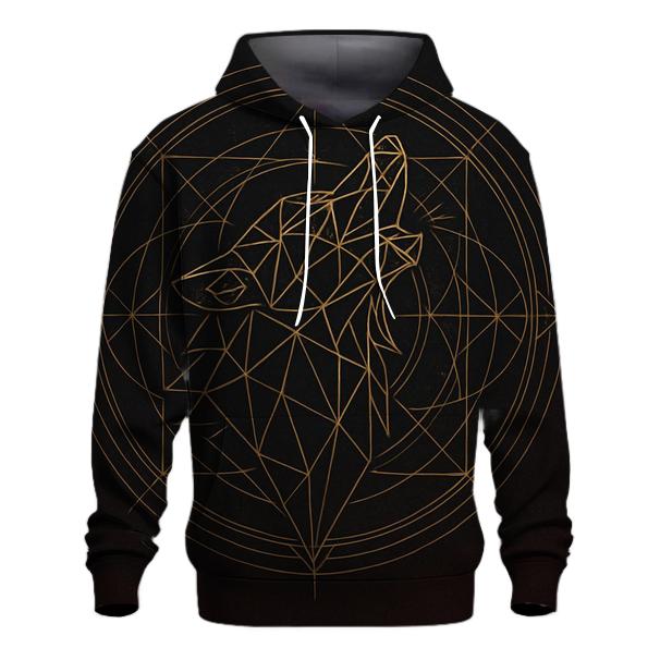 Sacred Geometric Howl Wolf embroidered hoodies