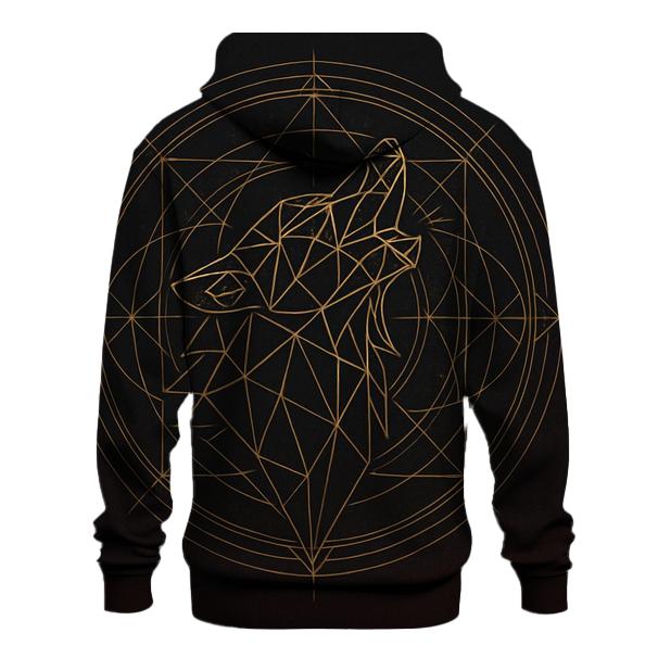 Sacred Geometric Howl Wolf embroidered hoodies