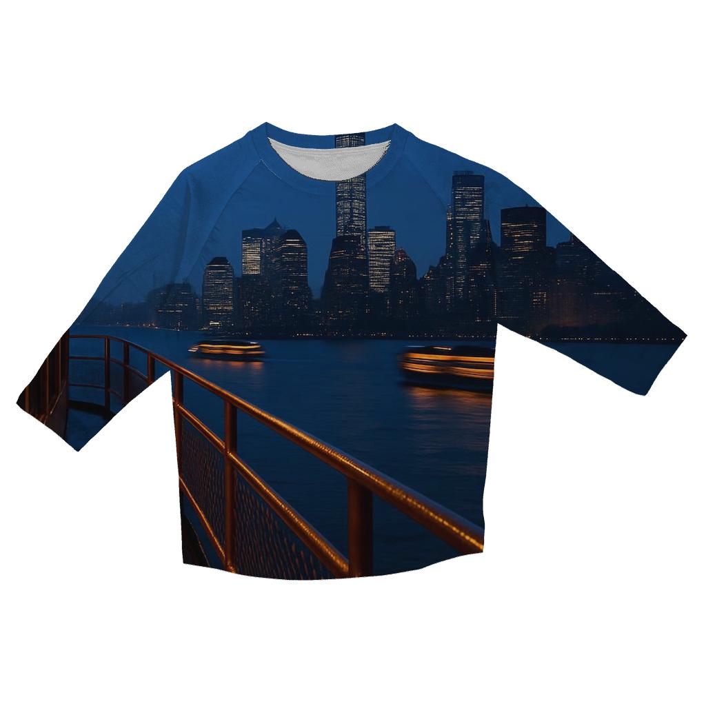 Harbor Ferries At Dusk Beneath Lower Manhattan personalized 3/4 sleeve tees