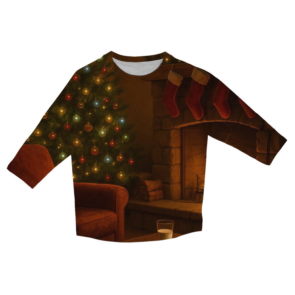 Candlelit Christmas Eve Living Room cotton quarter sleeve shirts