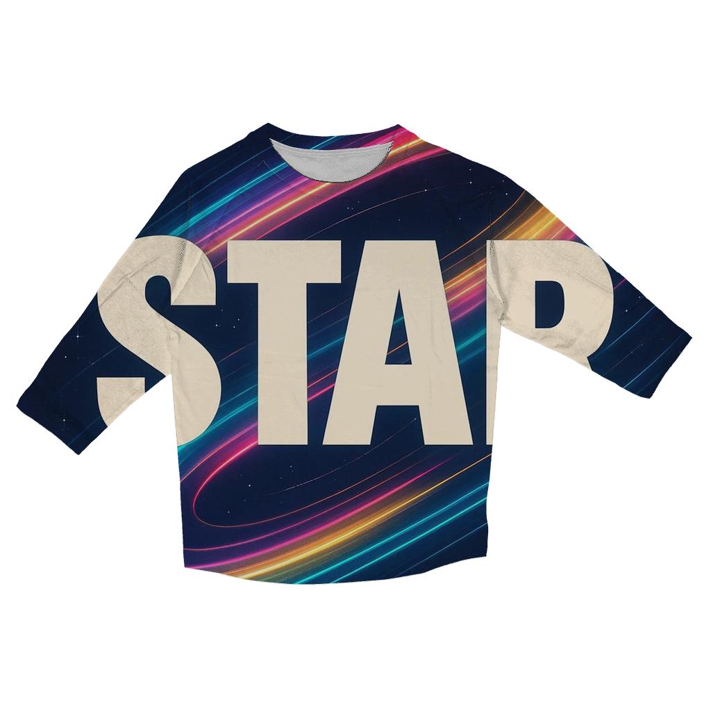 Prismatic Starwave Typography stylish quarter sleeve tops