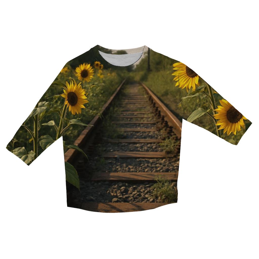 Wild Sunflowers Along Forgotten Rail Tracks designer 3/4 sleeve blouses