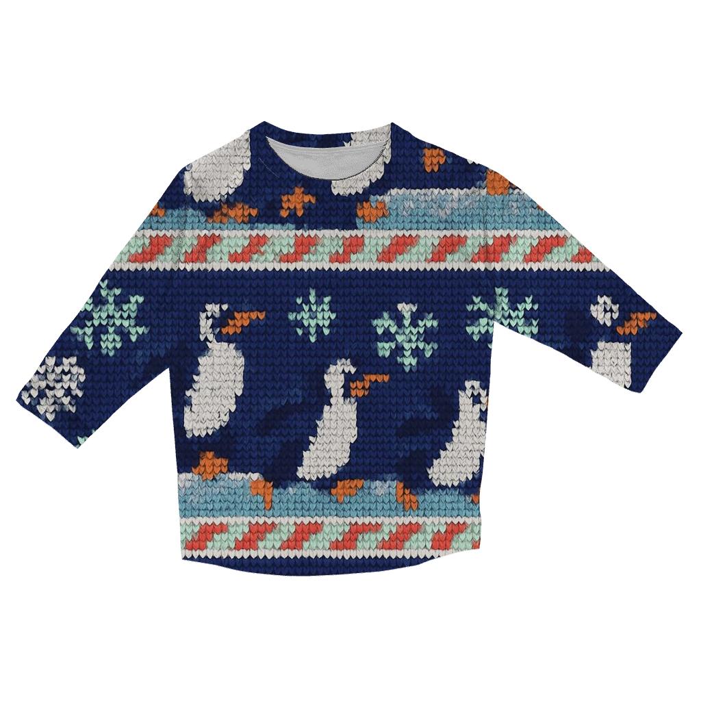 Polar Penguin Party Steps Design personalized 3/4 sleeve tees