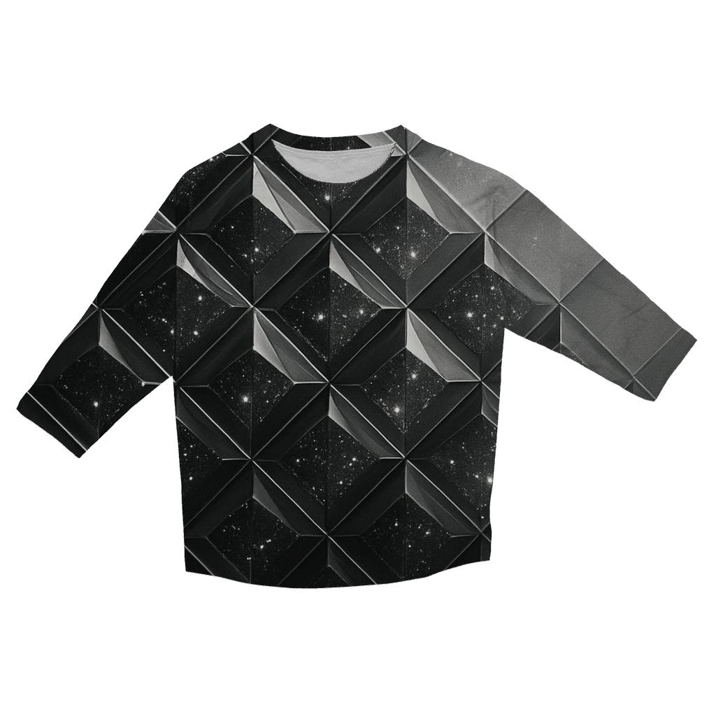 Charcoal Starlit Facet Grid designer 3/4 sleeve blouses
