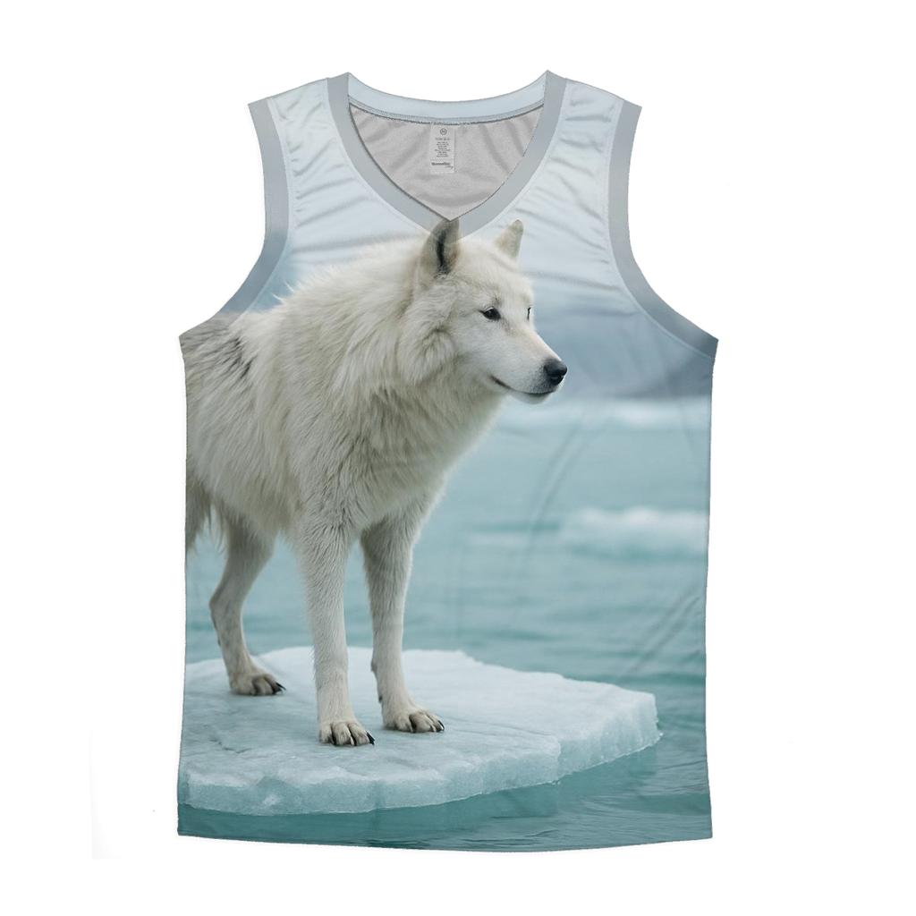 Arctic Wolf Against Melting Sea Ice trendy fitted tank tops