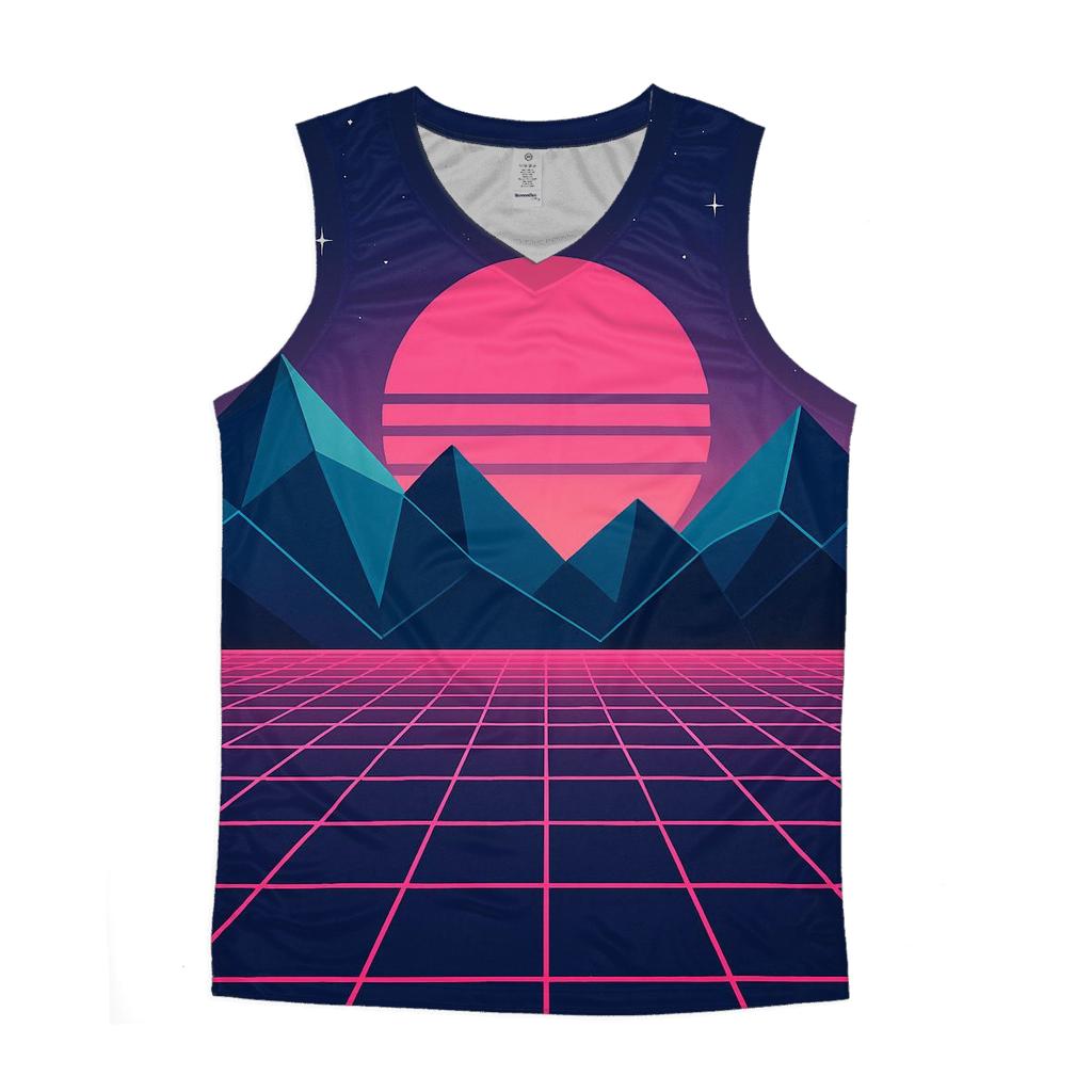 Midnight Grid Mountains personalized athletic tanks