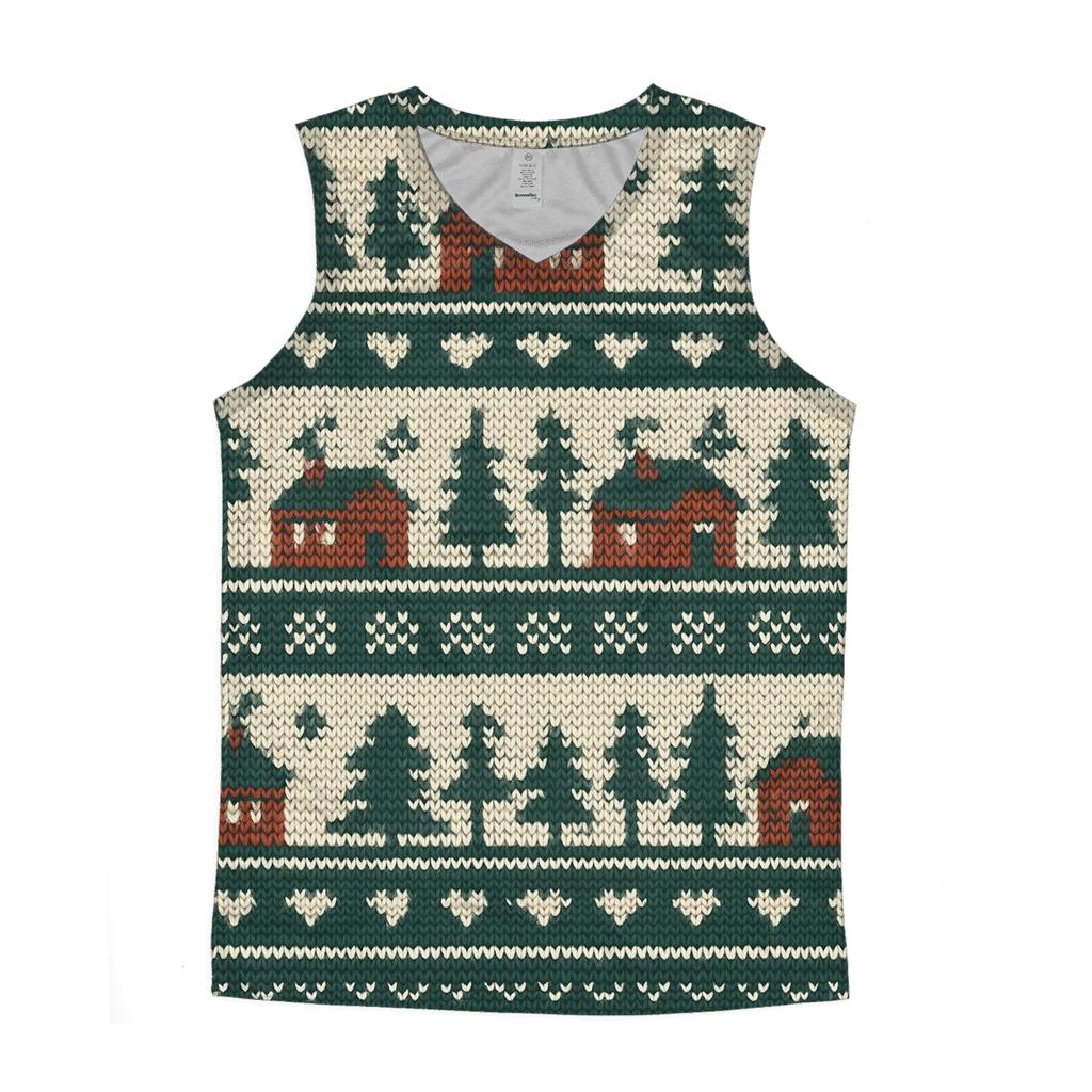 Evergreen Cabin Fair Isle Rows Design sports performance tank tops
