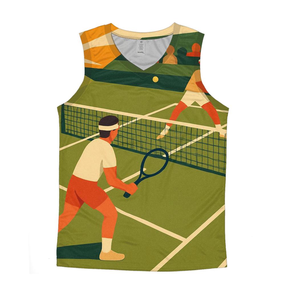 Sunburst Tennis Match graphic print tank tops