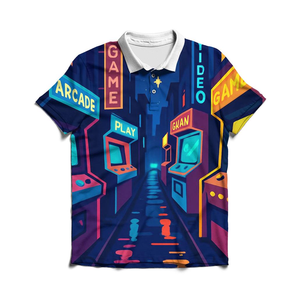 Arcade Neon Alley premium cotton polo shirts