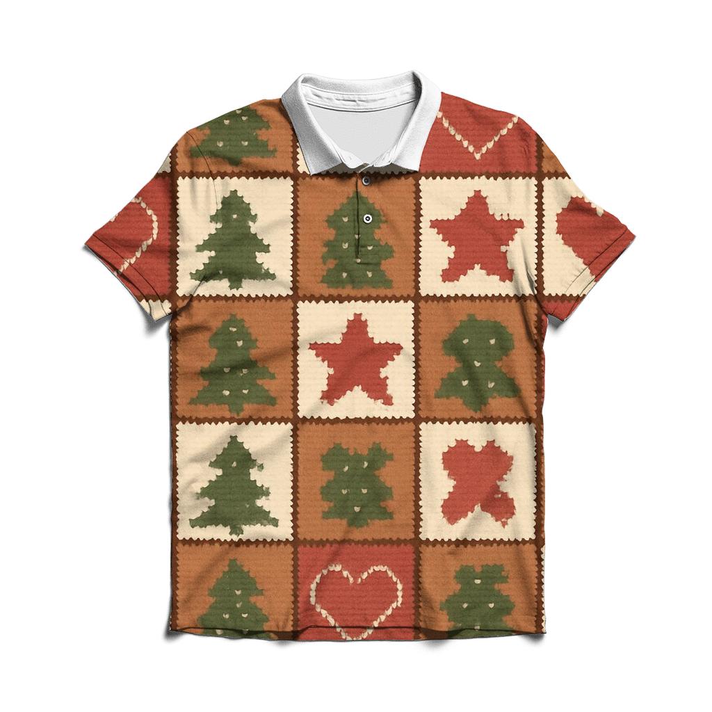 Gingerbread Quilt Windowpane Design stylish collar polo tees