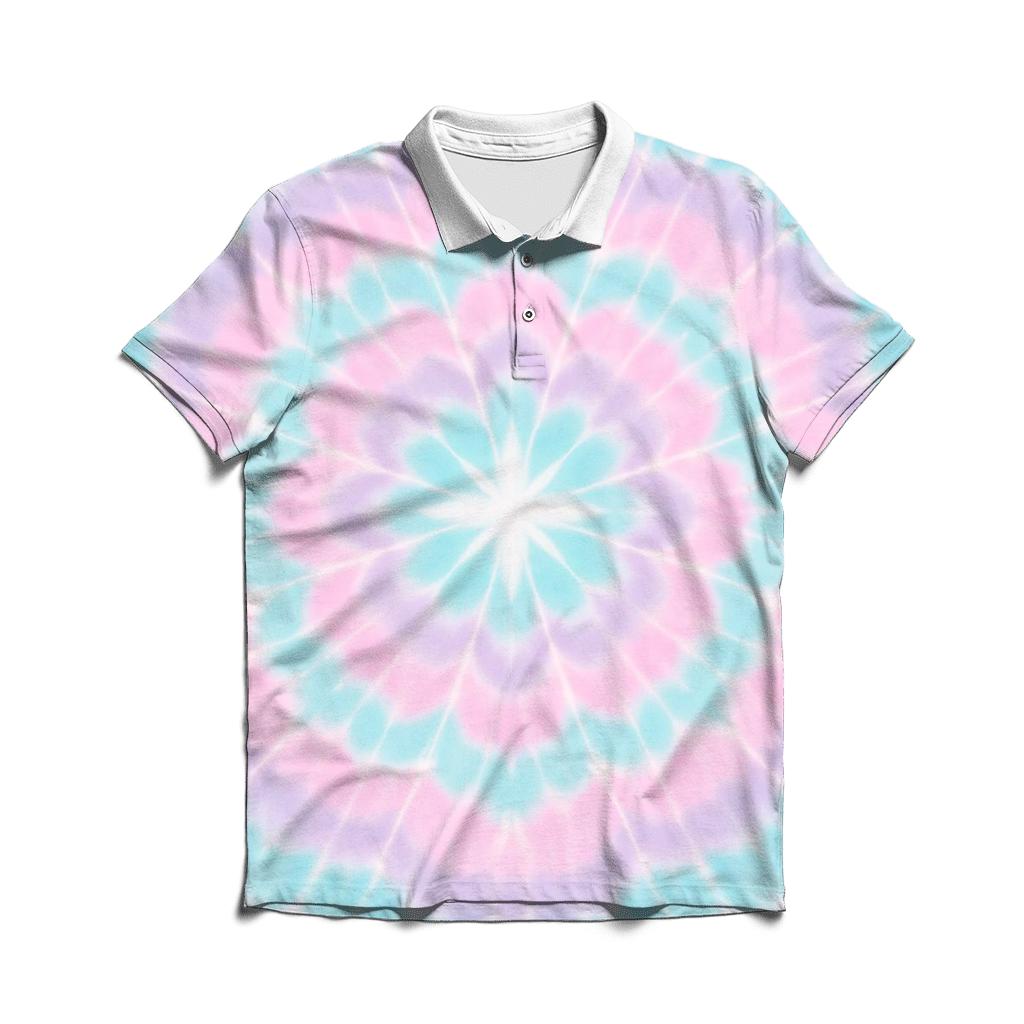 Pastel Mandala Cloudburst embroidered polo tops