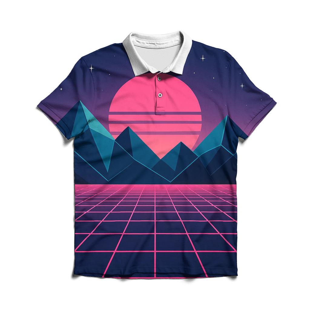 Midnight Grid Mountains branded logo polo shirts