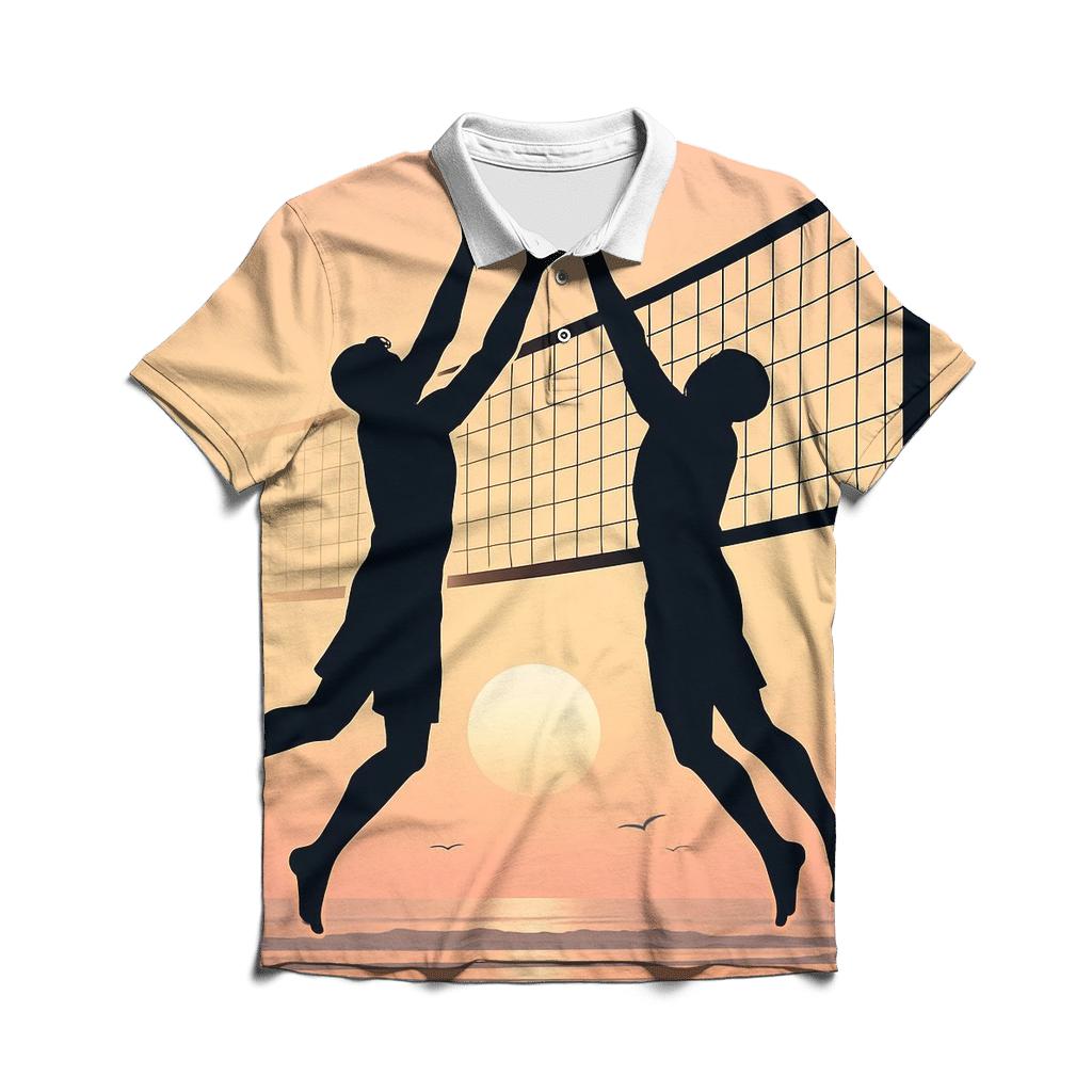 Sunrise Beach Volleyball Silhouettes branded logo polo shirts