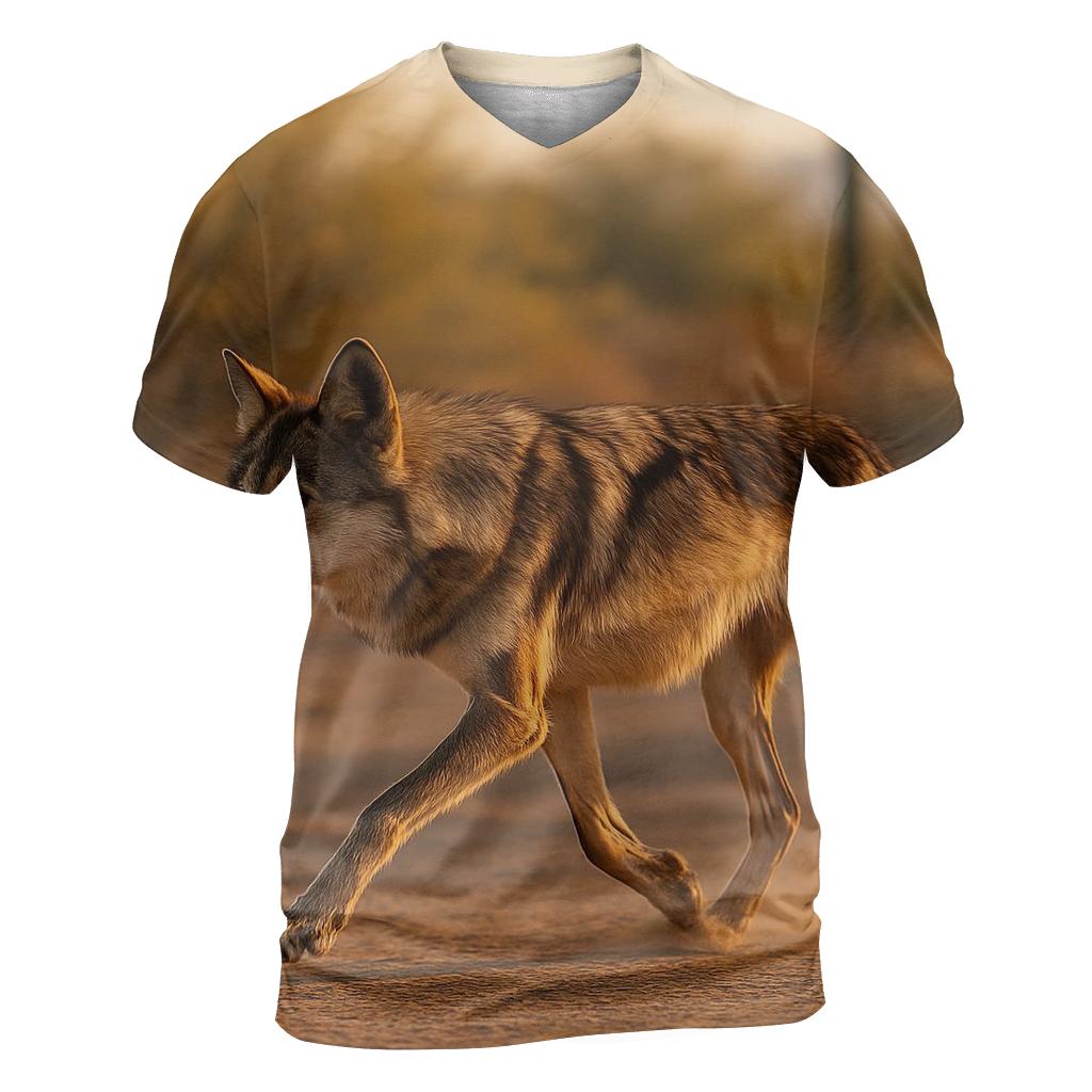 Mexican Wolf Crossing Desert Arroyo trendy printed shirt styles
