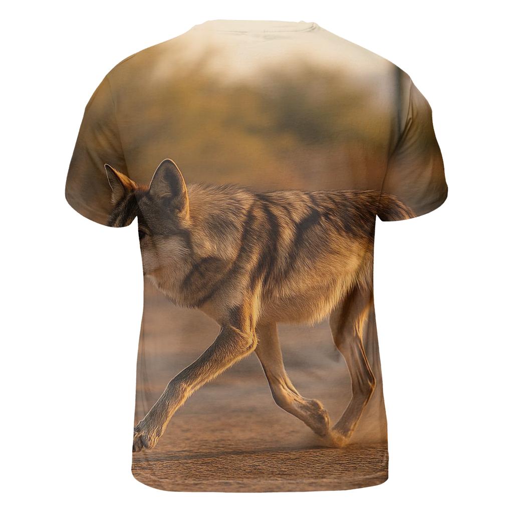 Mexican Wolf Crossing Desert Arroyo trendy printed shirt styles