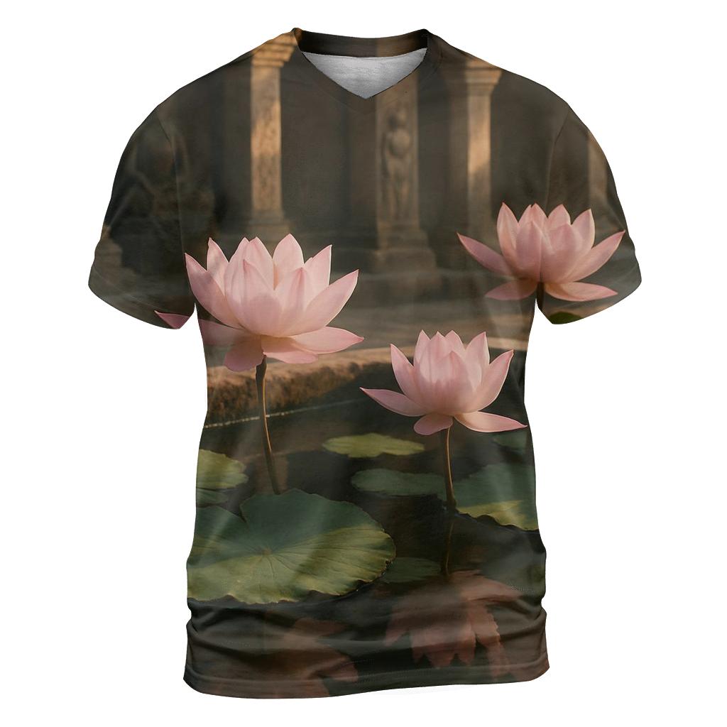 Lotus Reflections In A Temple Courtyard artistic all-over print tops