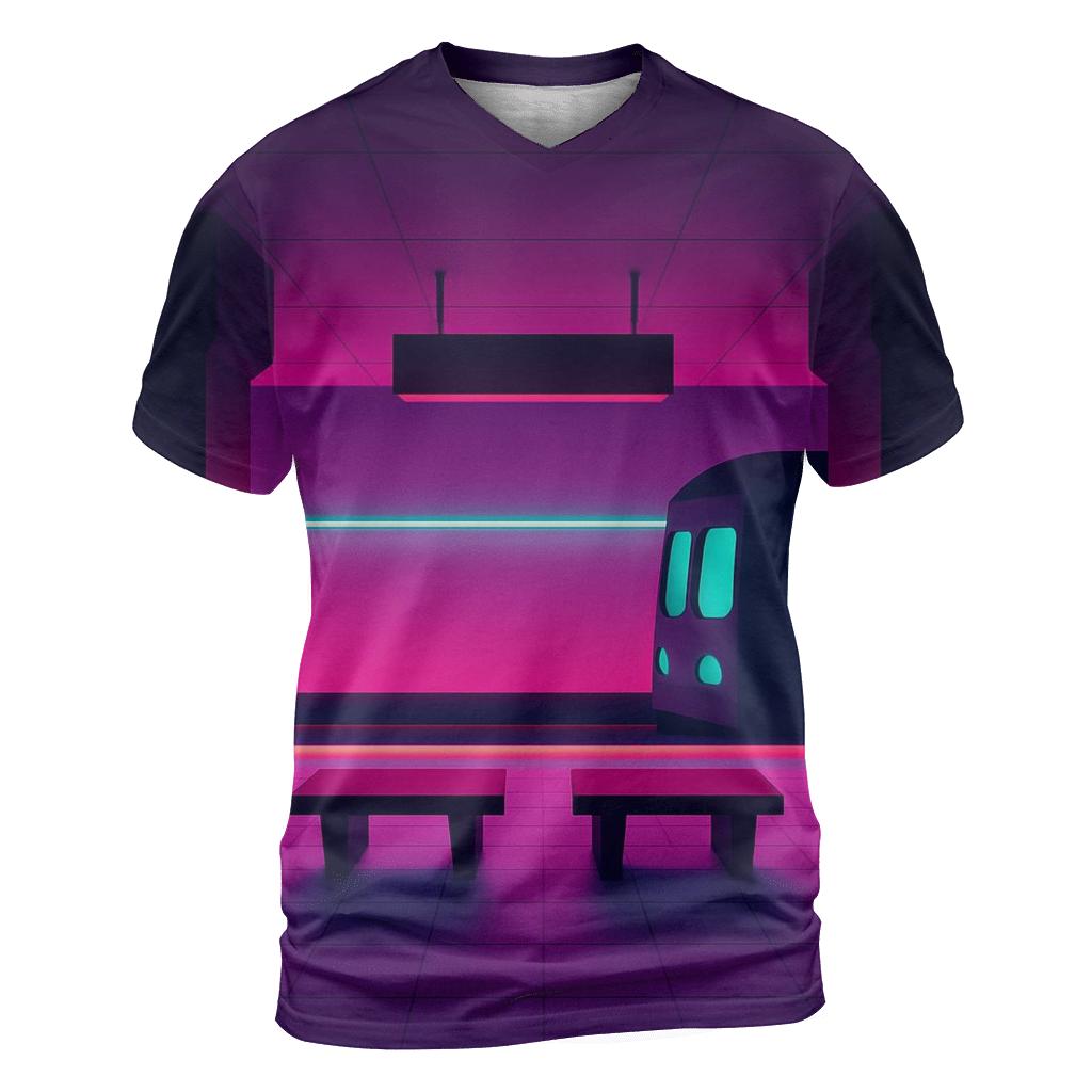 Vaporwave Metro Platform unique graphic print tees