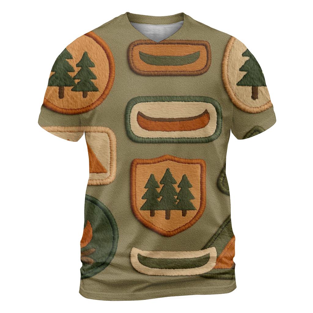 Faded Summer Camp Badges creative print fashion shirts