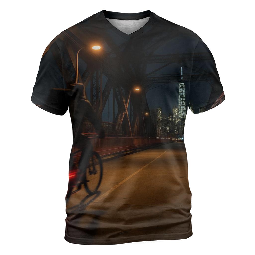 Late Night Delivery Cyclist On The Williamsburg Bridge custom all-over print shirts