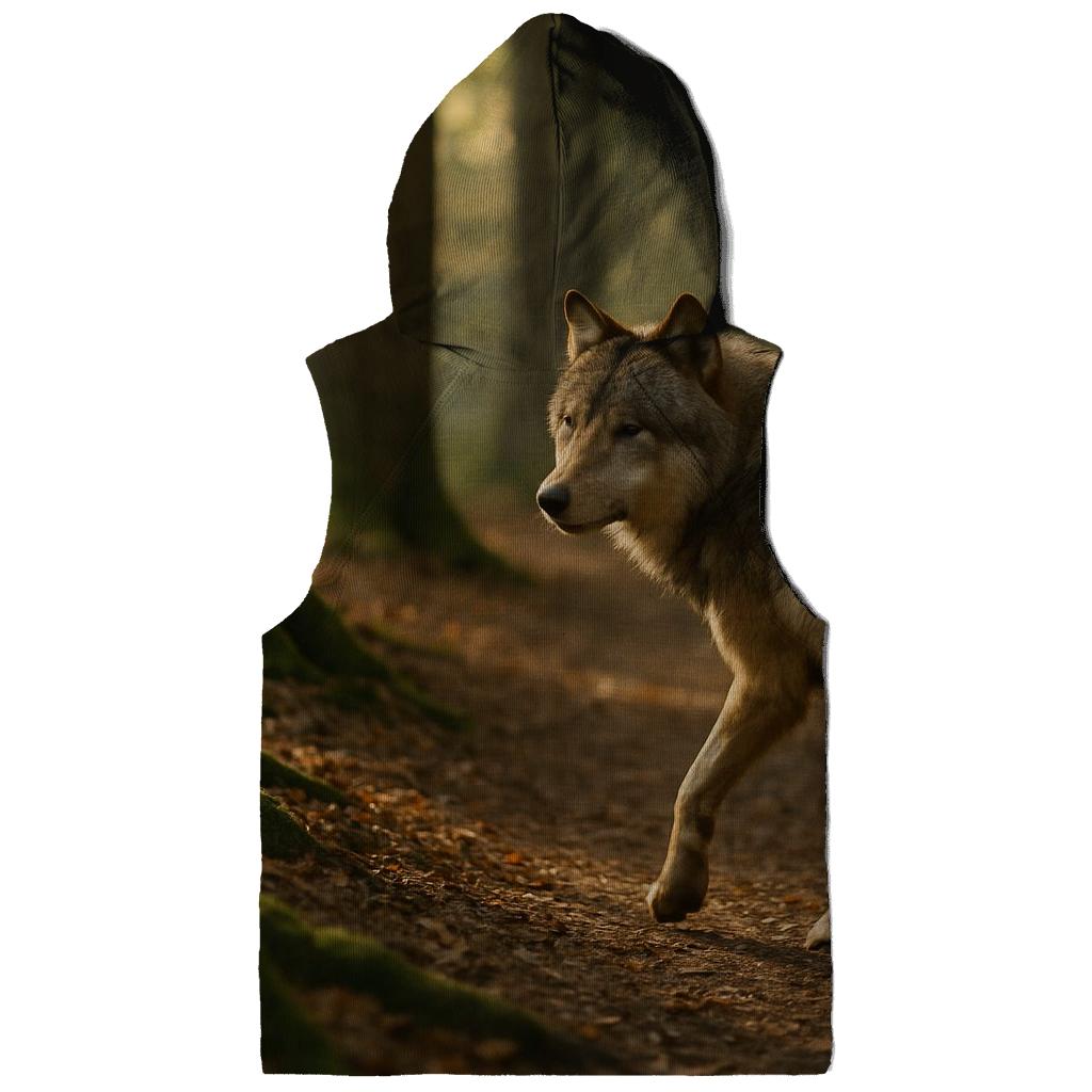 Eurasian Wolf On Ancient Forest Path lightweight hoodies